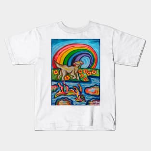 Rainbow Bridge Dog Reflecting on Life Kids T-Shirt